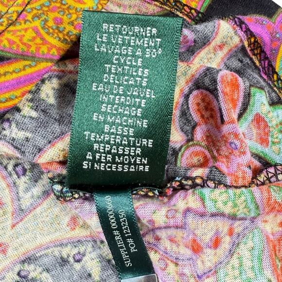 Lauren Ralph Lauren Sleeveless Top M PET Paisley Exaggerated Ruffle Y2K Dopamine - Picture 7 of 9